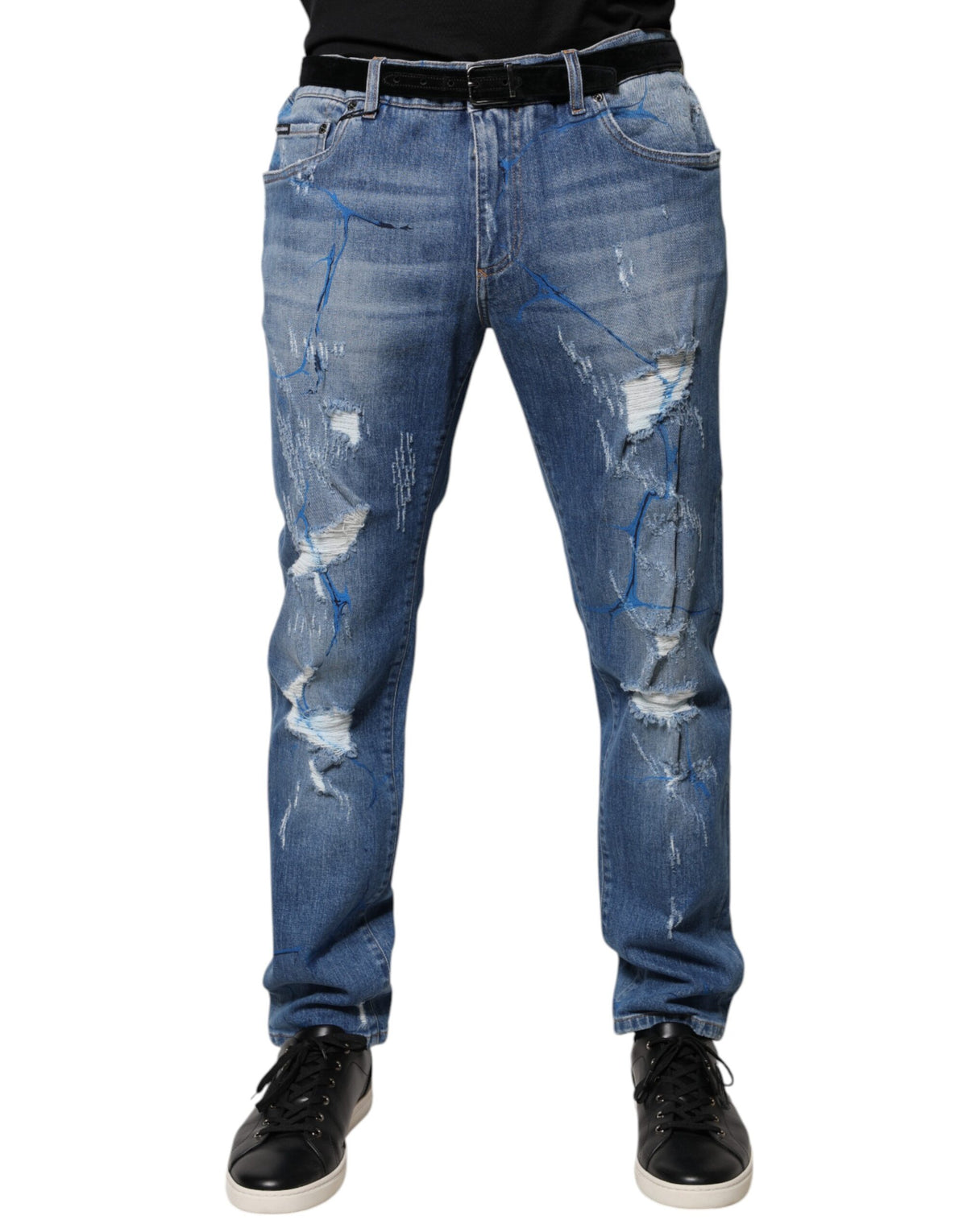 Jeans skinny en coton stretch bleu délavé Dolce &amp; Gabbana