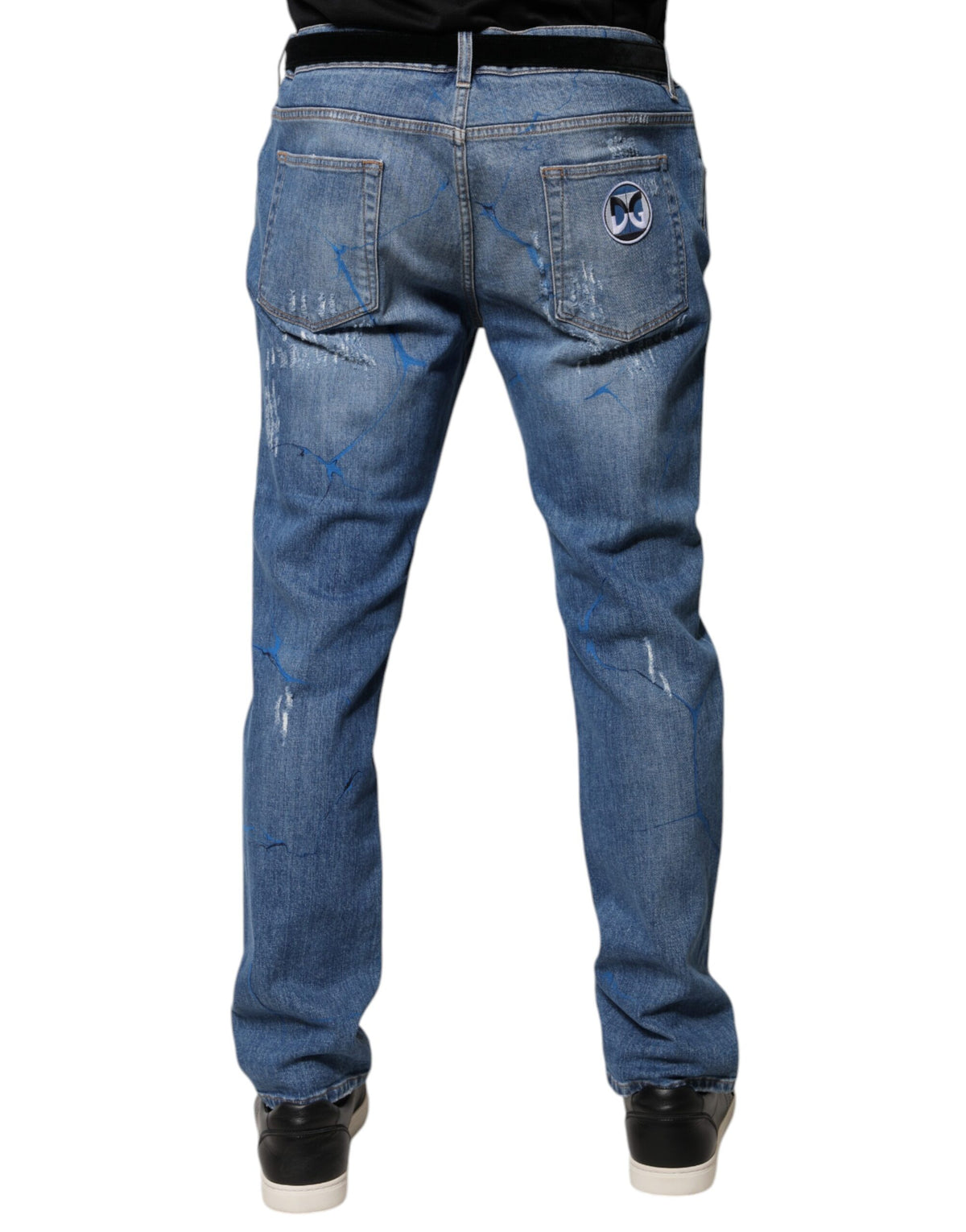 Jeans skinny en coton stretch bleu délavé Dolce &amp; Gabbana