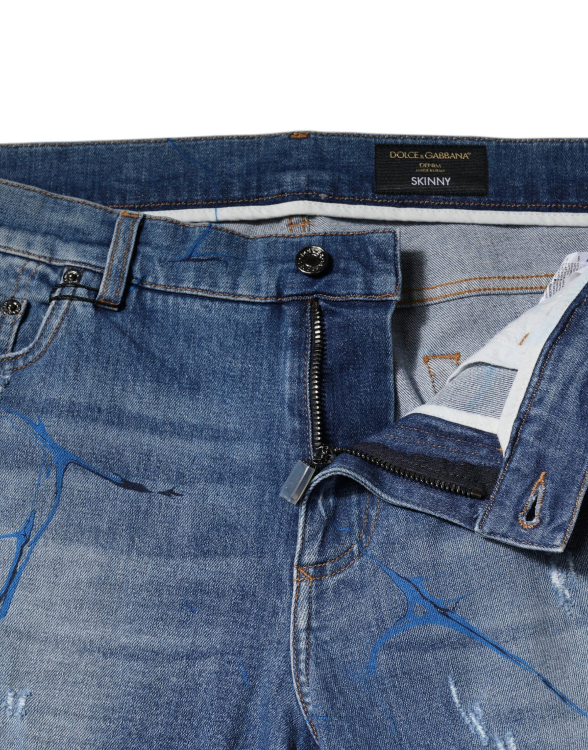 Jeans skinny en coton stretch bleu délavé Dolce &amp; Gabbana