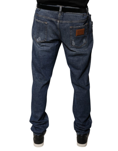 Dolce & Gabbana donkerblauwe katoenen skinny jeans met logo