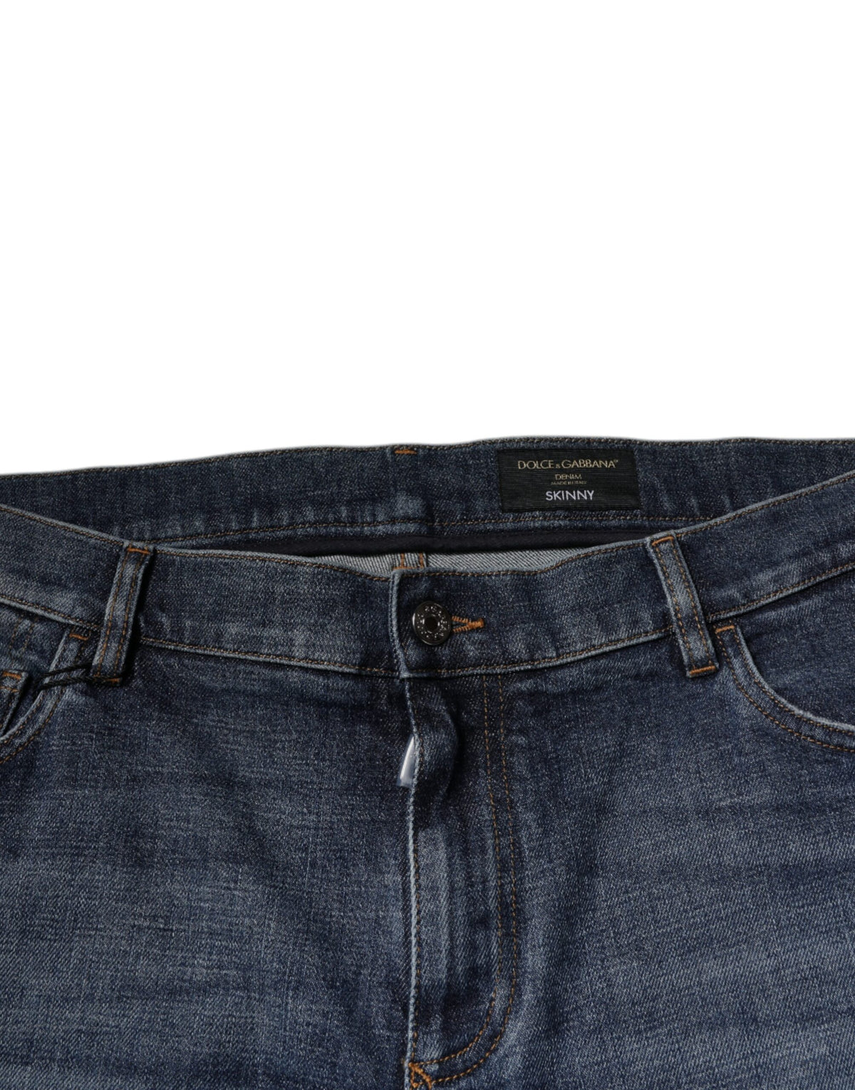Jeans skinny en coton bleu foncé avec logo Dolce &amp; Gabbana