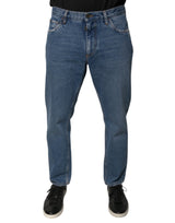 Jeans en jean délavé bleu en coton avec logo pour homme de Dolce &amp; Gabbana