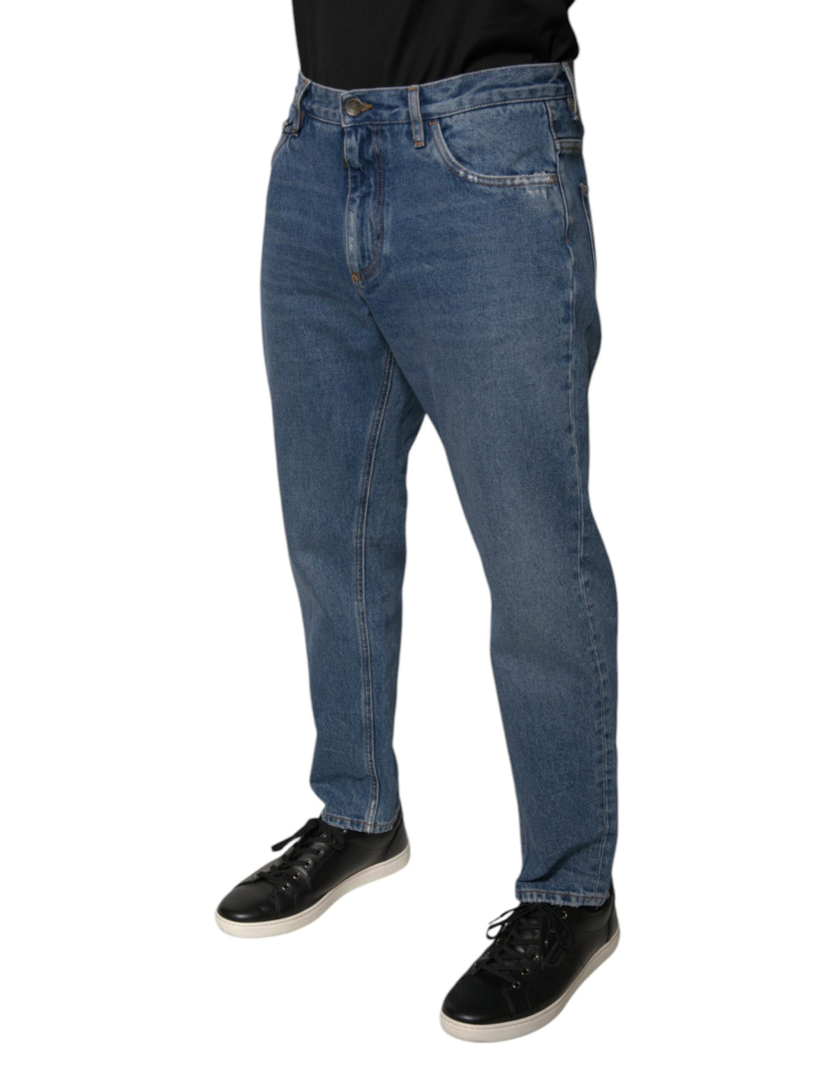 Jeans en jean délavé bleu en coton avec logo pour homme de Dolce &amp; Gabbana