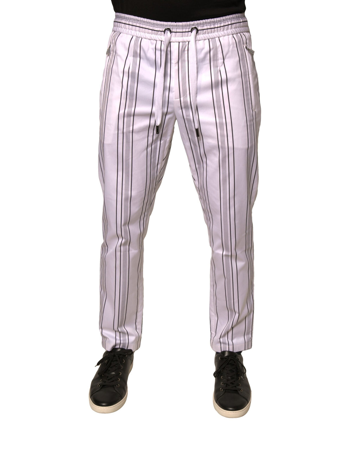 Pantalon skinny en coton à rayures blanches Dolce &amp; Gabbana