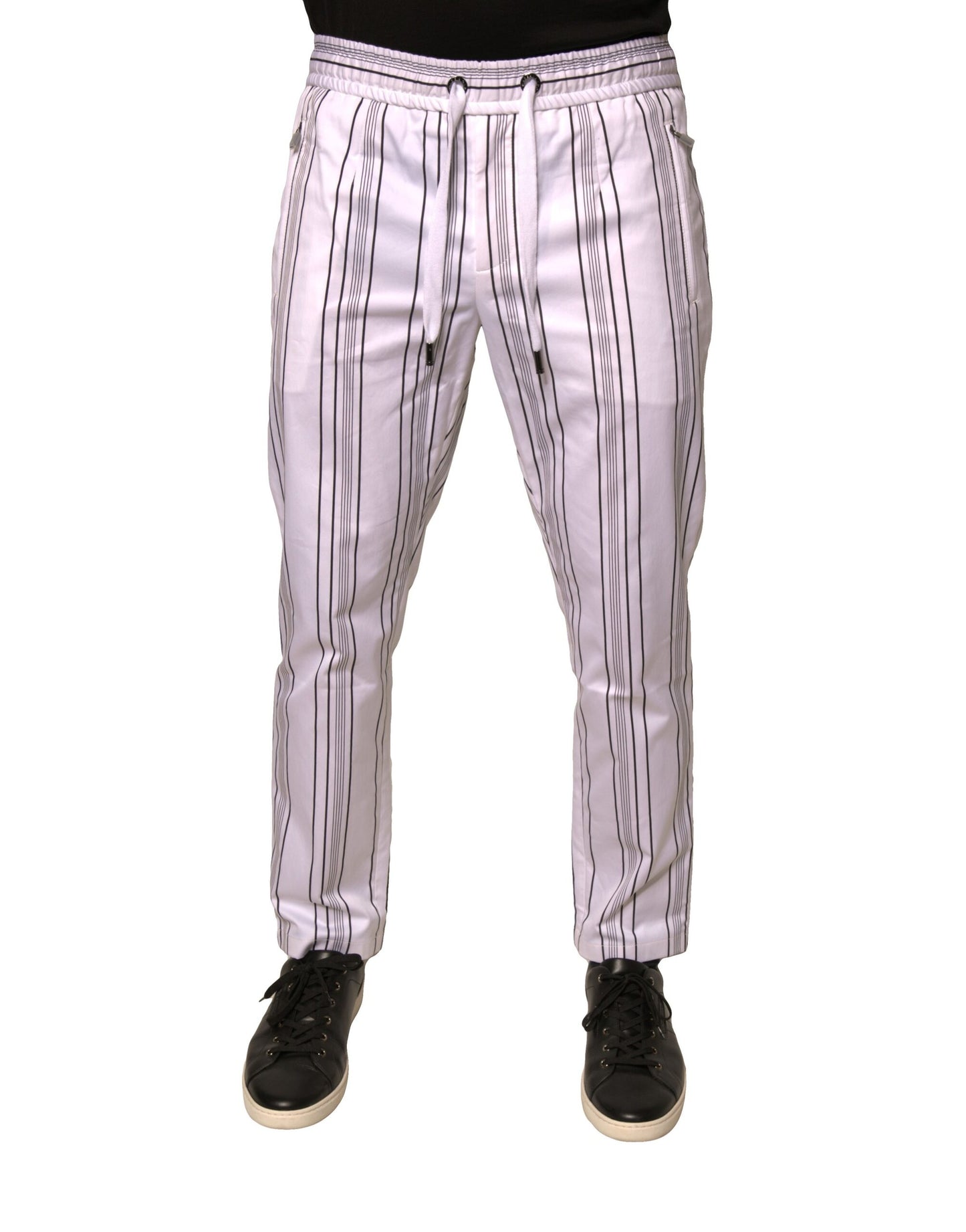 Pantalon skinny en coton à rayures blanches Dolce &amp; Gabbana