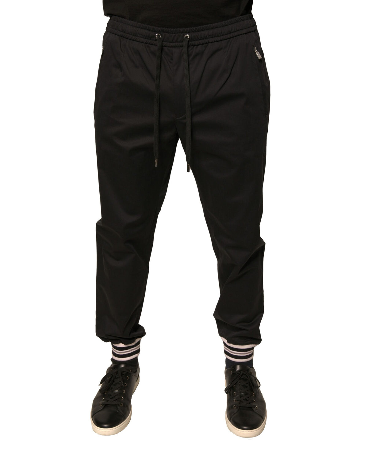 Pantalon de jogging en coton extensible noir Dolce &amp; Gabbana