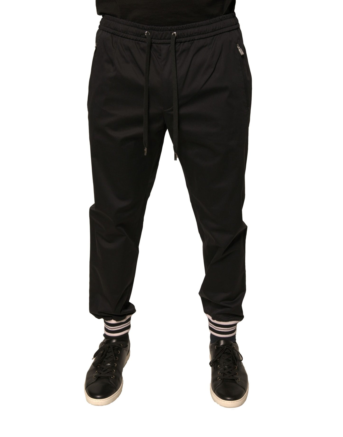 Pantalon de jogging en coton extensible noir Dolce &amp; Gabbana