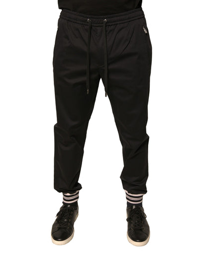 Pantalon de jogging en coton extensible noir Dolce &amp; Gabbana