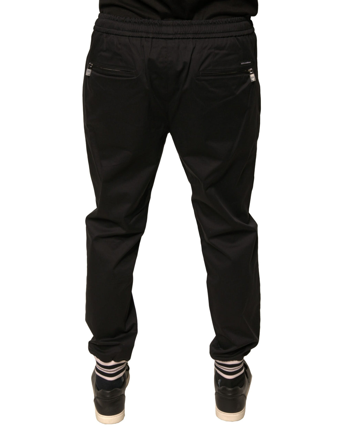 Pantalon de jogging en coton extensible noir Dolce &amp; Gabbana