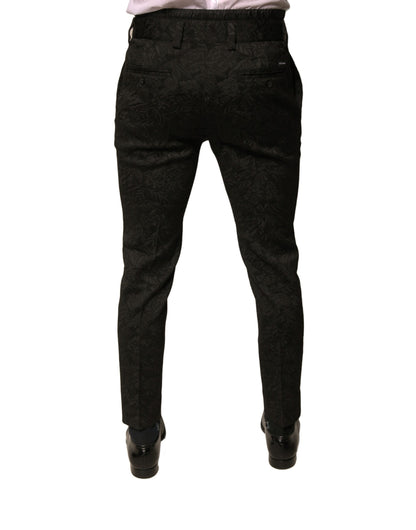 Dolce & Gabbana zwarte broek van brokaadpolyester, smalle pasvorm, voor heren.