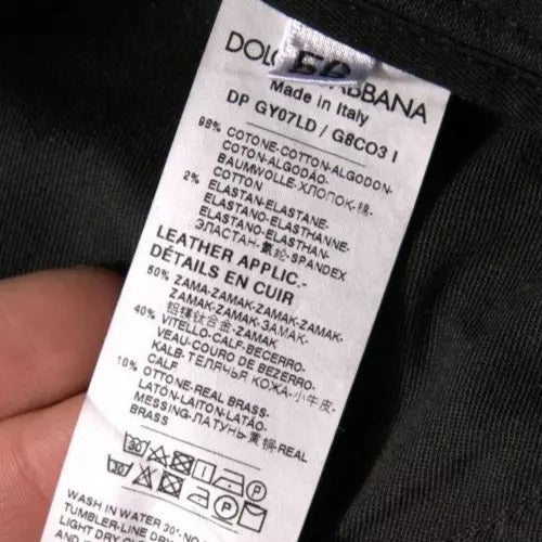 Jeans skinny en coton noir déchiré avec logo Dolce &amp; Gabbana