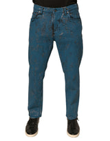 Jeans skinny en coton extensible bleu avec logo Dolce &amp; Gabbana