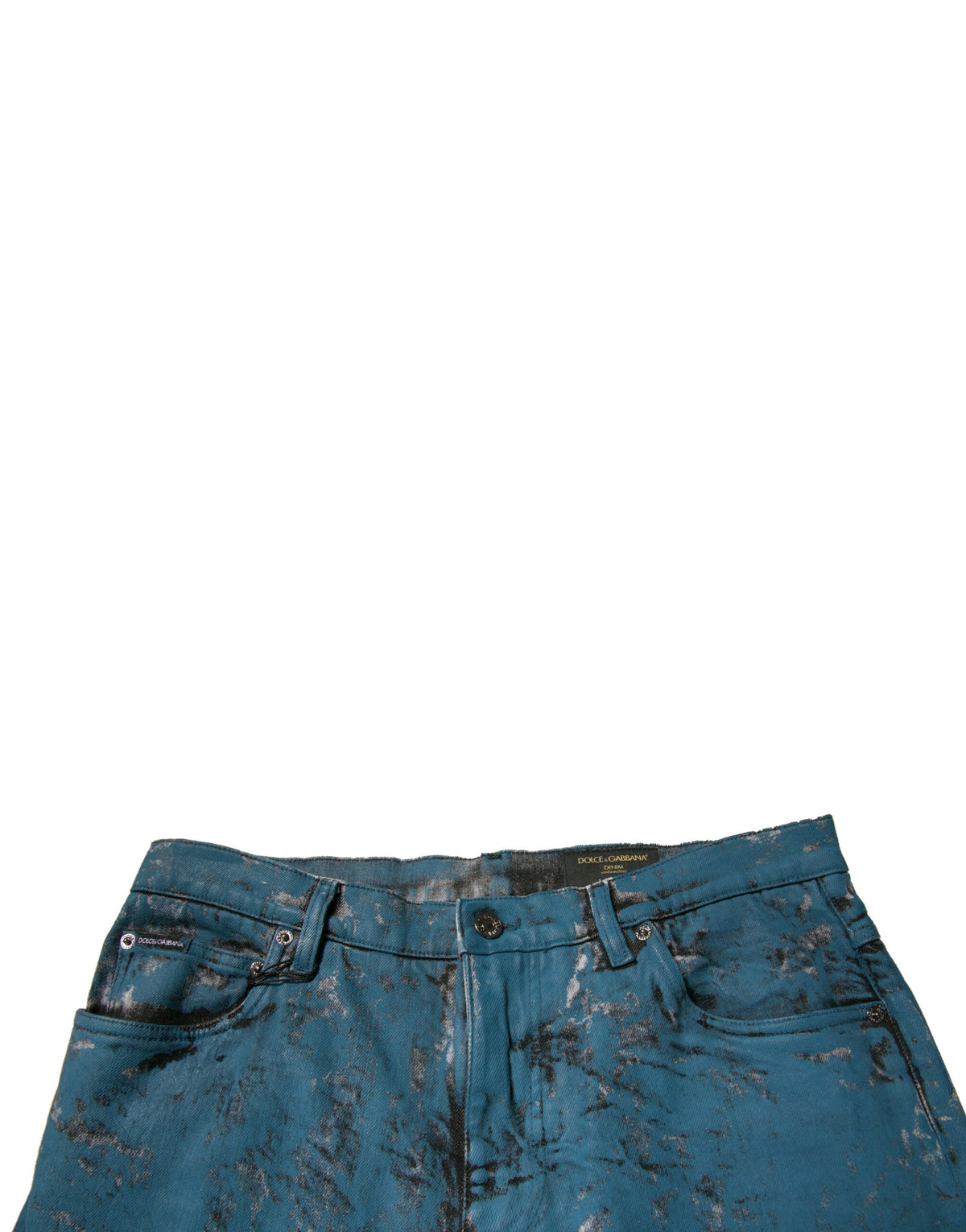 Jeans skinny en coton extensible bleu avec logo Dolce &amp; Gabbana