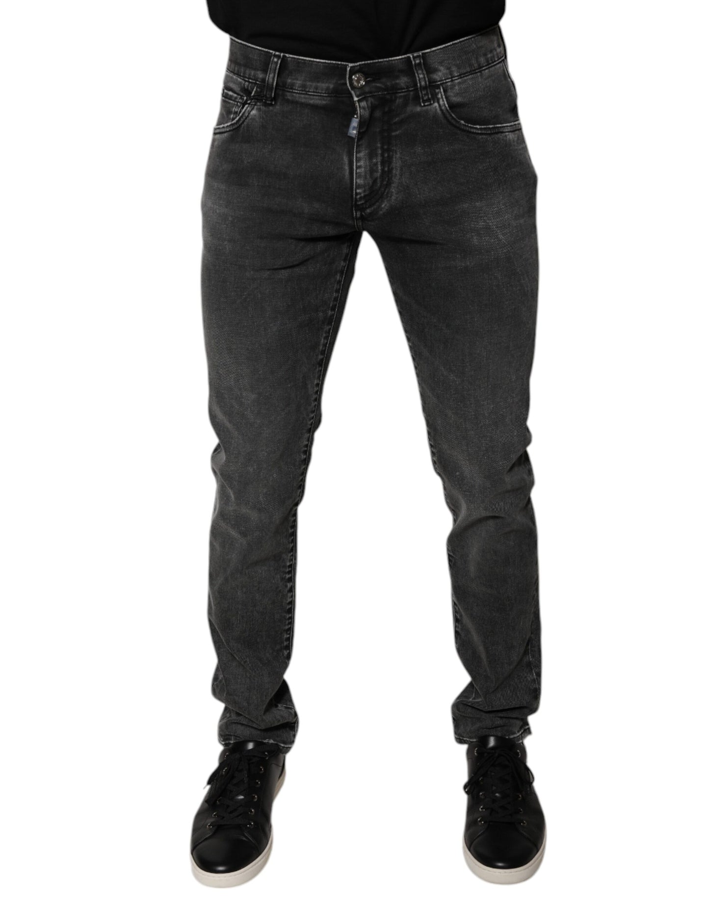Pantalons en jean skinny en coton extensible noir avec logo Dolce & Gabbana