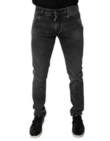 Pantalons en jean skinny en coton extensible noir avec logo Dolce &amp; Gabbana