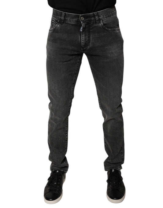 Pantalons en jean skinny en coton extensible noir avec logo Dolce & Gabbana