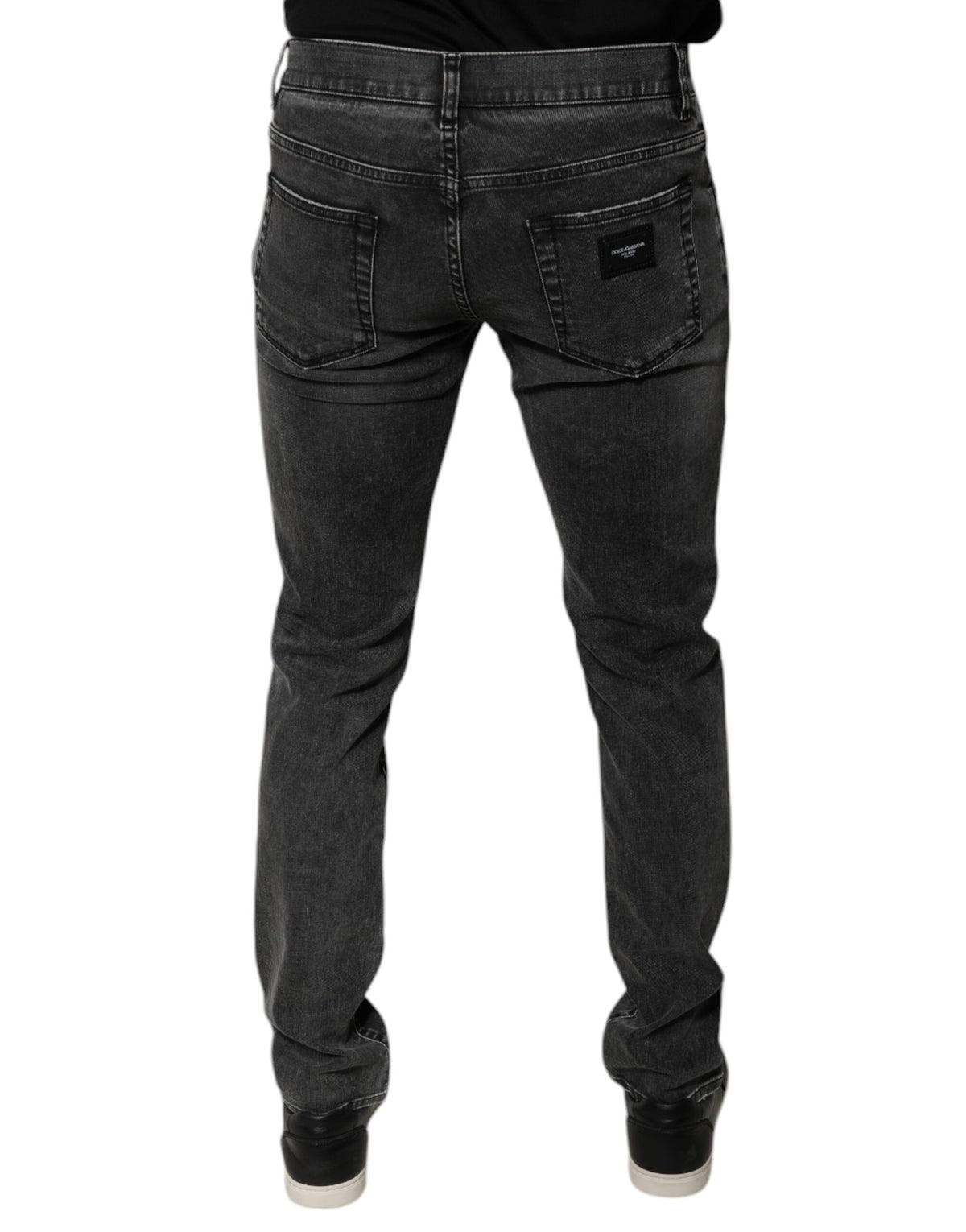 Pantalons en jean skinny en coton extensible noir avec logo Dolce &amp; Gabbana