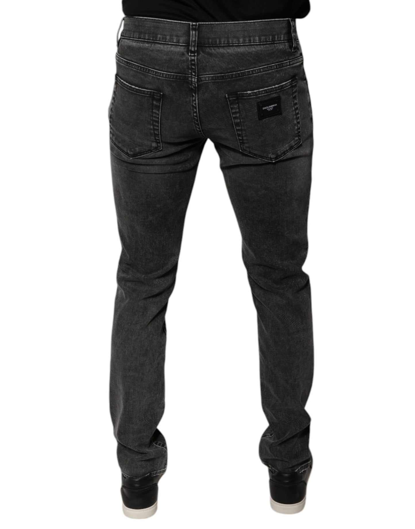 Pantalons en jean skinny en coton extensible noir avec logo Dolce & Gabbana