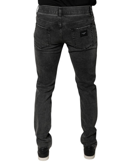 Pantalons en jean skinny en coton extensible noir avec logo Dolce & Gabbana