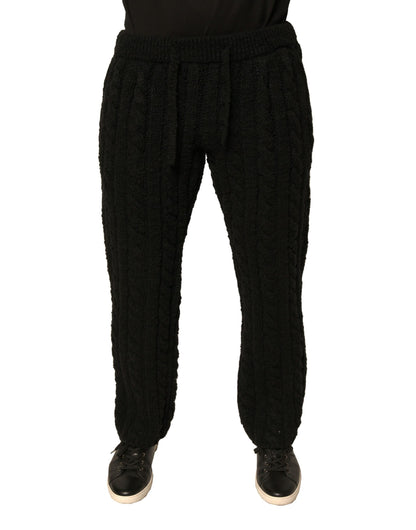 Pantalon skinny en laine noire à maille de Dolce &amp; Gabbana