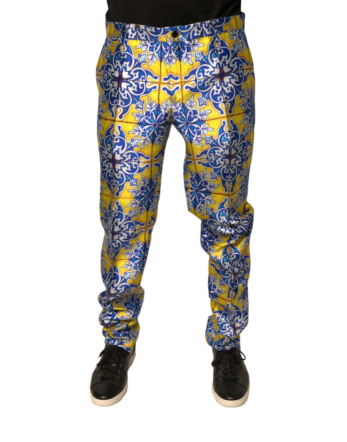 Pantalon skinny en soie multicolore Majolica de Dolce &amp; Gabbana