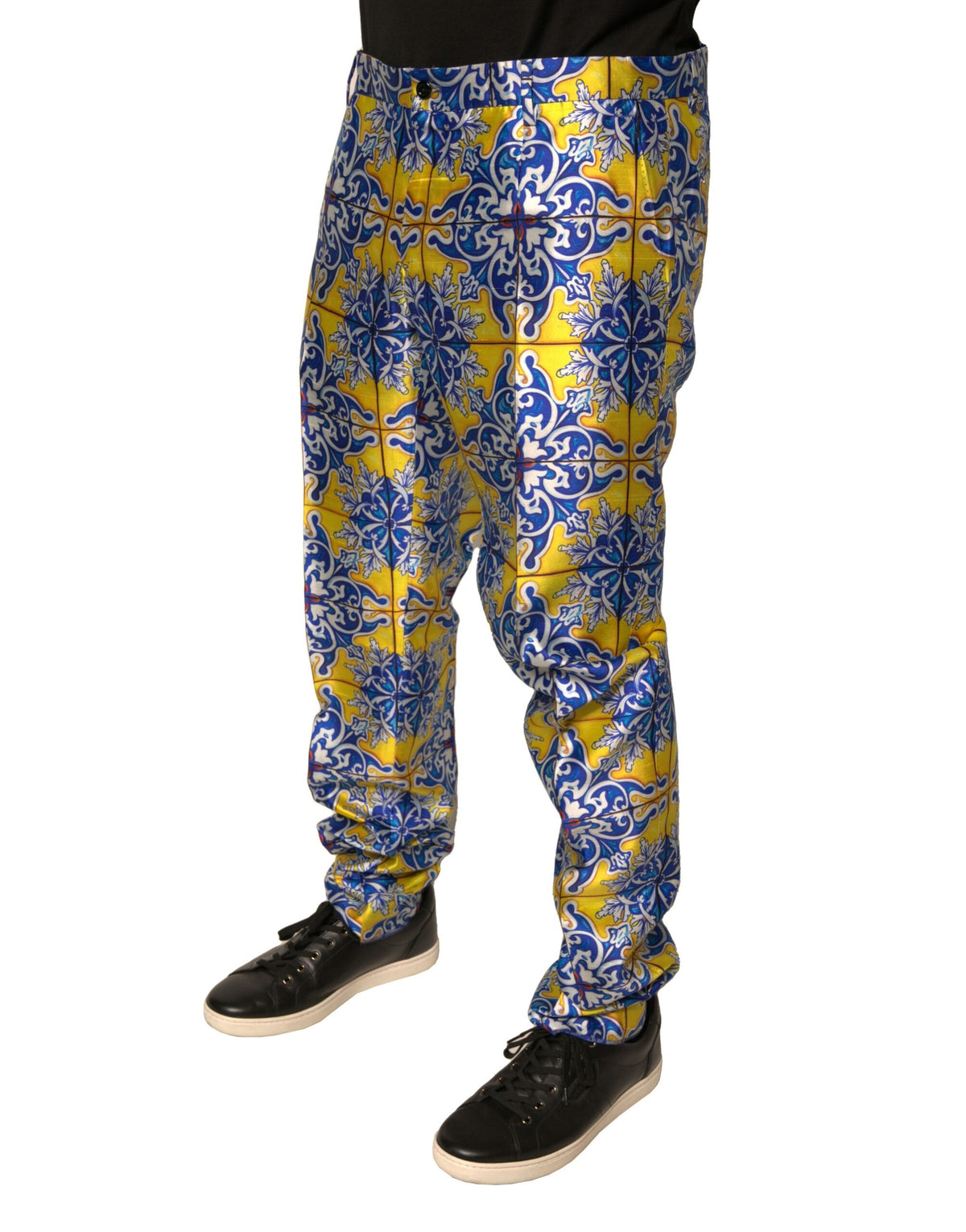 Pantalon skinny en soie multicolore Majolica de Dolce &amp; Gabbana