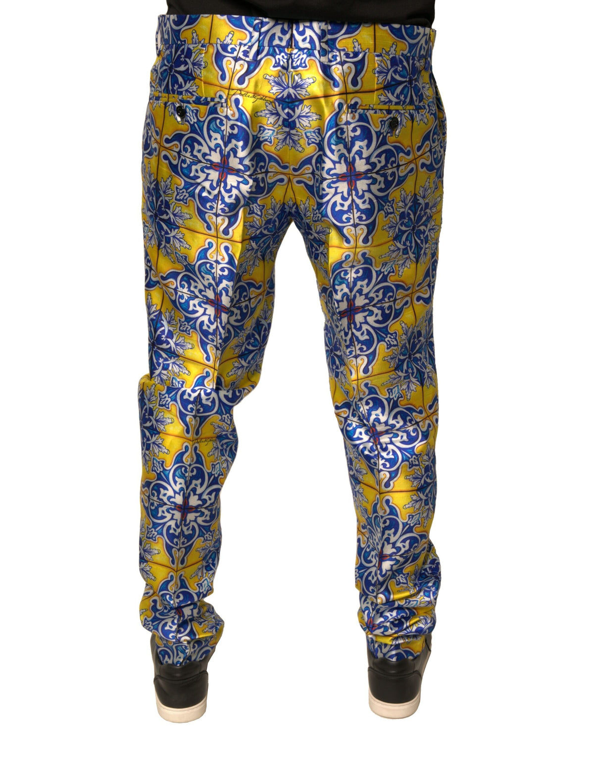 Pantalon skinny en soie multicolore Majolica de Dolce &amp; Gabbana