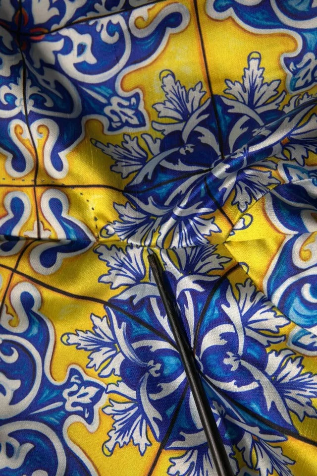 Pantalon skinny en soie multicolore Majolica de Dolce &amp; Gabbana