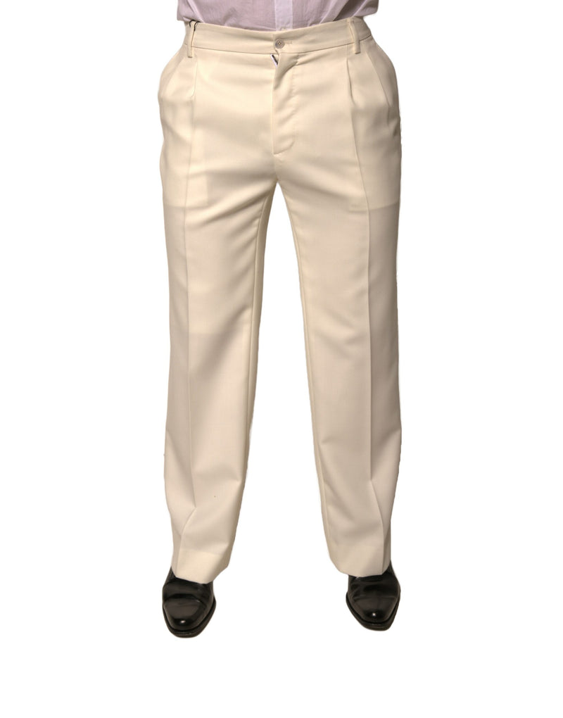 Dolce & Gabbana Off White Straight Dress Pants - Authentic Luxury