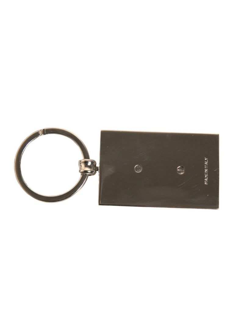 Porte-clés Dolce &amp; Gabbana en cuir noir avec logo en métal