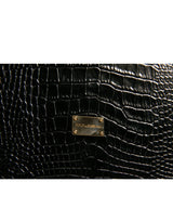 Porte-plaque élégant en cuir noir avec logo Dolce &amp; Gabbana