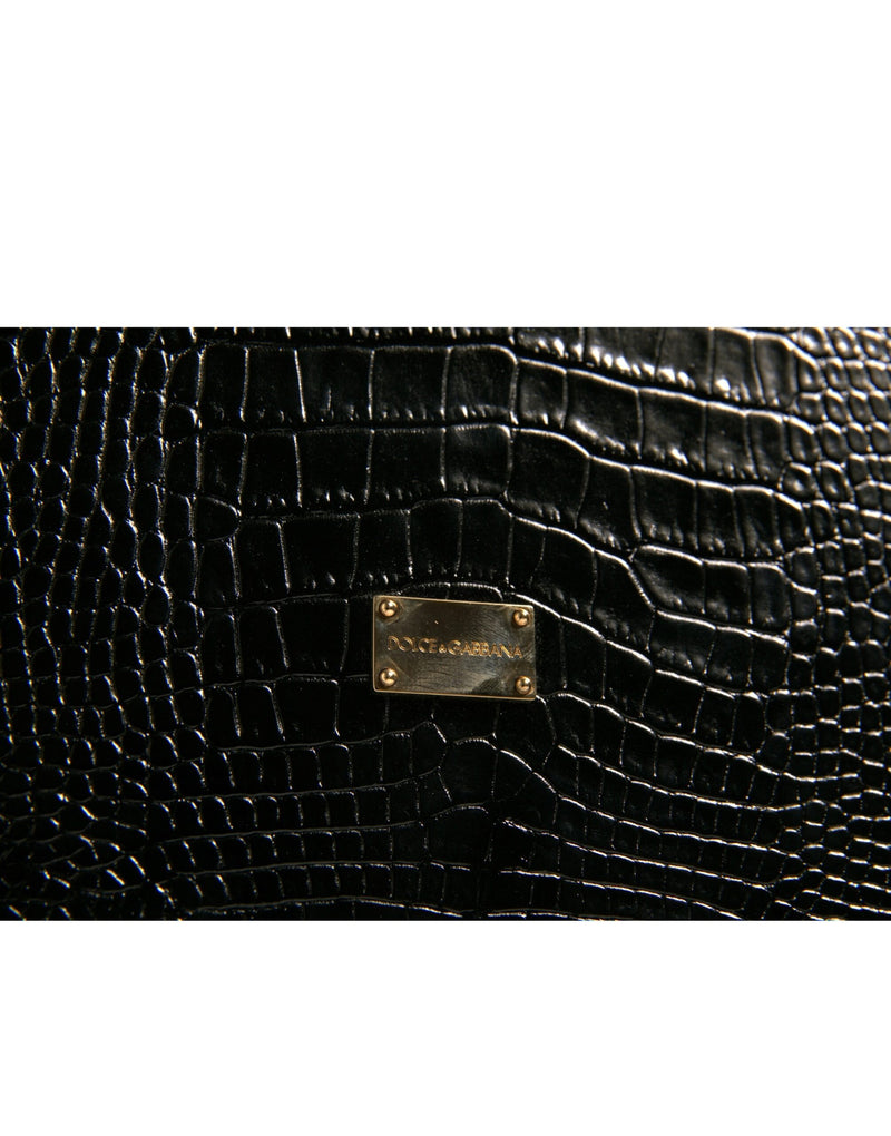Porte-plaque élégant en cuir noir avec logo Dolce &amp; Gabbana