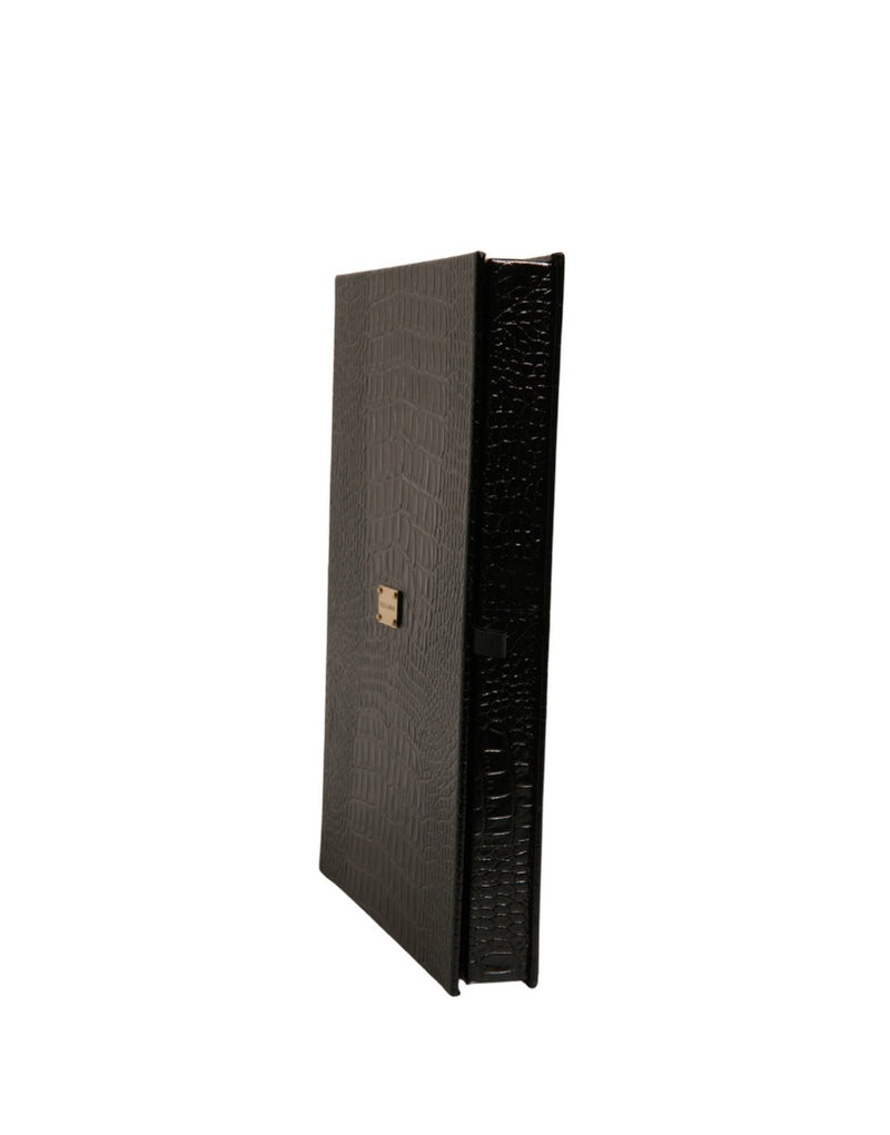Porte-plaque élégant en cuir noir avec logo Dolce &amp; Gabbana
