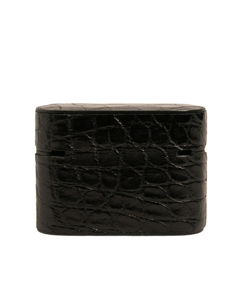Dolce & Gabbana Black Caiman Leather Airpods Case with Logo