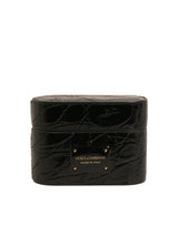 Dolce & Gabbana Black Leather Airpods Case with Metal Logo