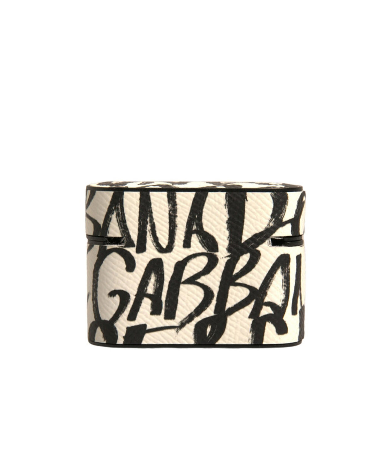 Dolce & Gabbana Black/White Leather Scribble Embossed Logo Airpods Case