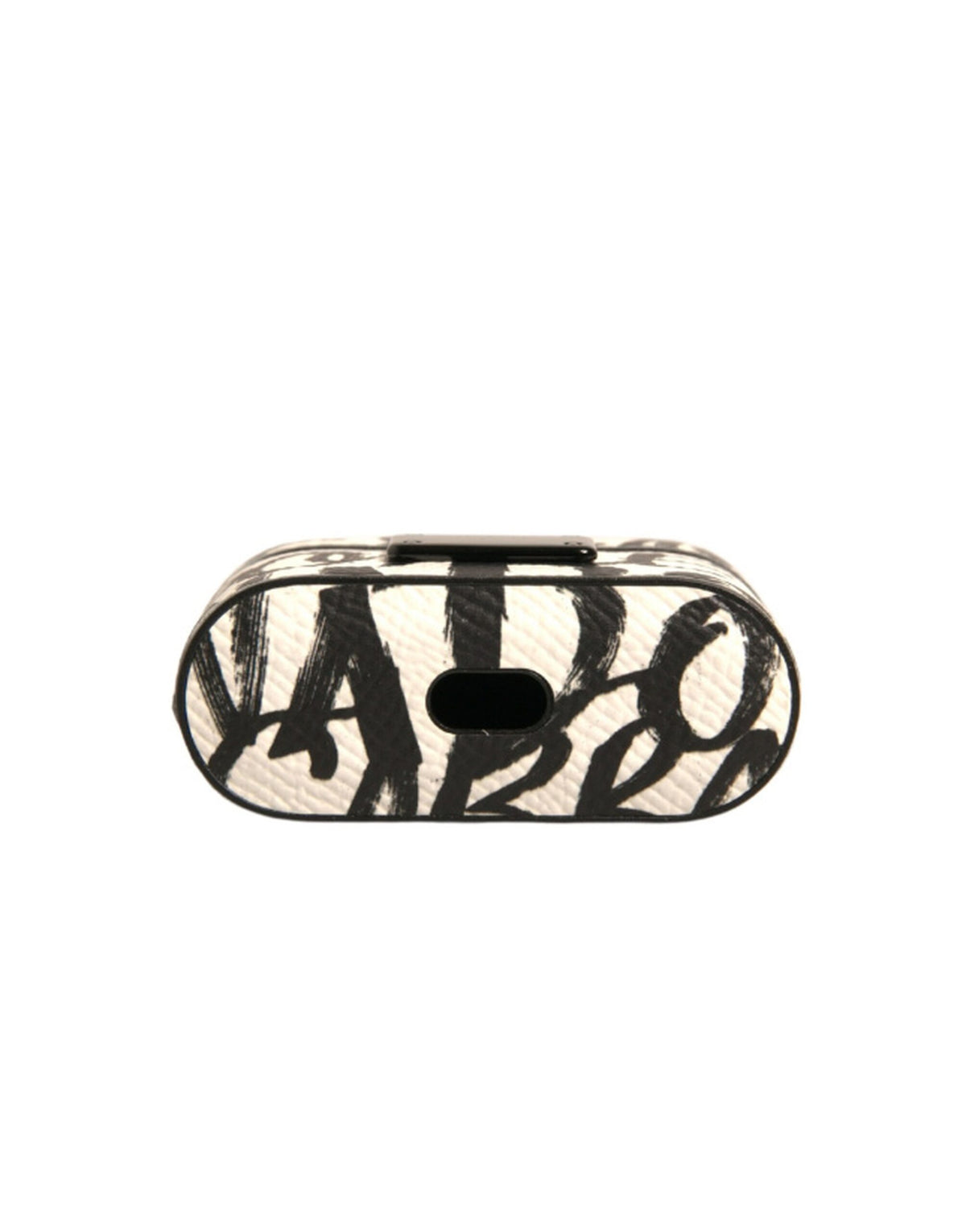 Dolce & Gabbana Black/White Leather Scribble Embossed Logo Airpods Case