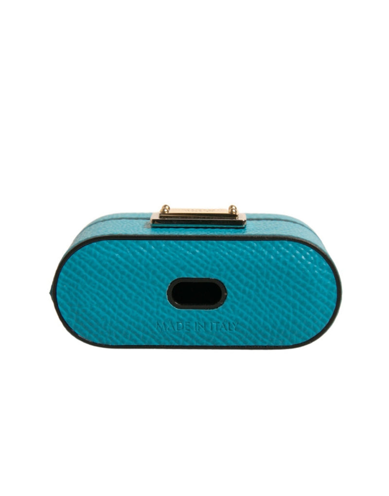 Dolce & Gabbana Étui Airpods en Cuir Vert avec Plaque Métallique