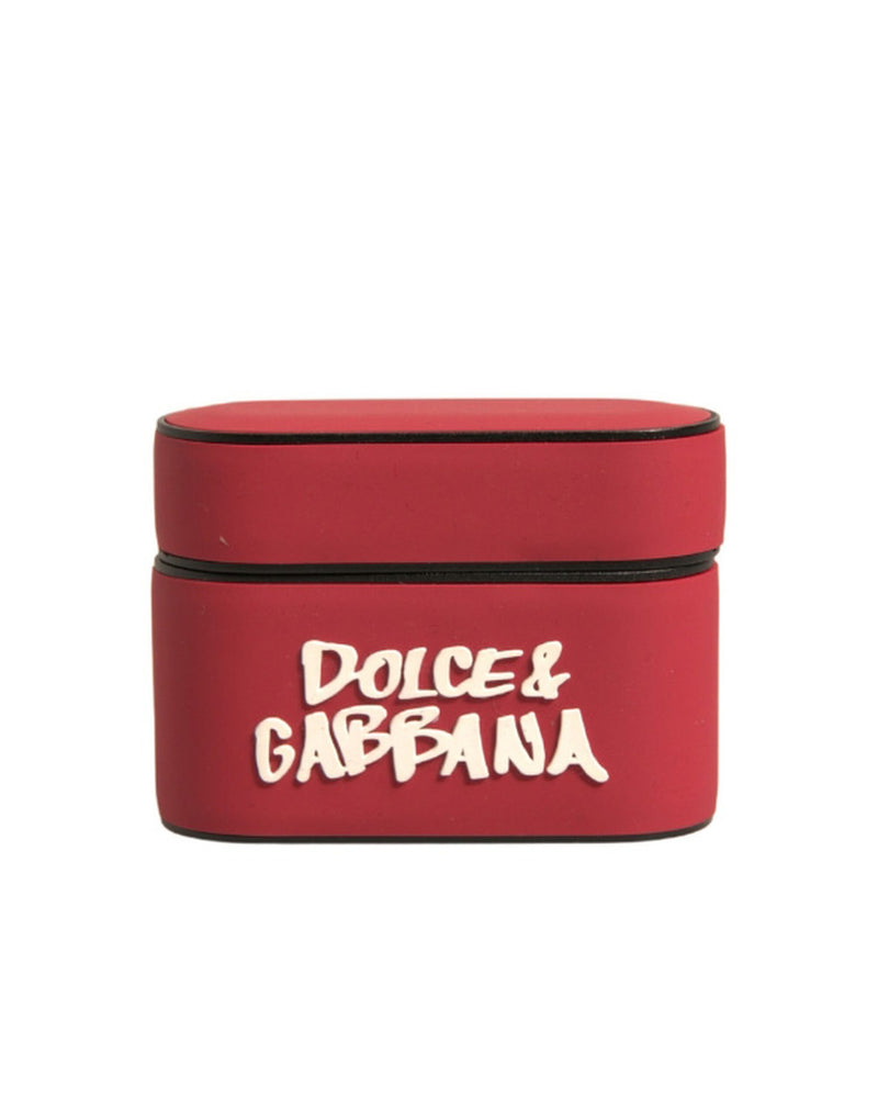 Dolce & Gabbana Red PVC Embossed Logo Airpods Case