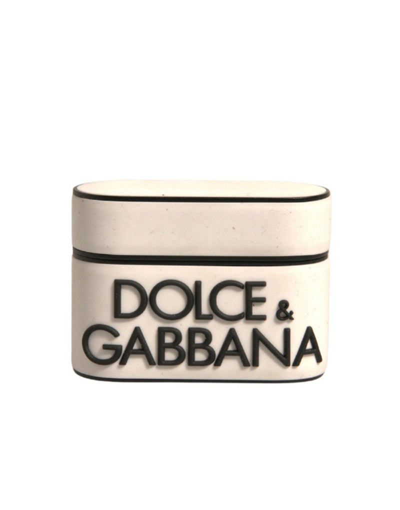 Dolce & Gabbana White PVC Embossed Logo Airpods Case