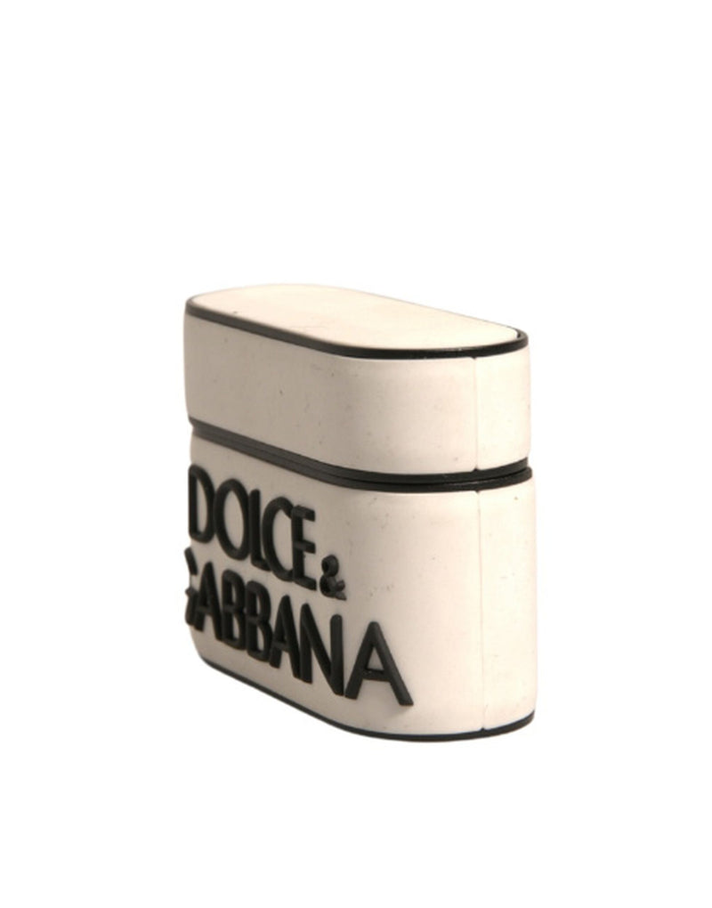 Dolce & Gabbana White PVC Embossed Logo Airpods Case
