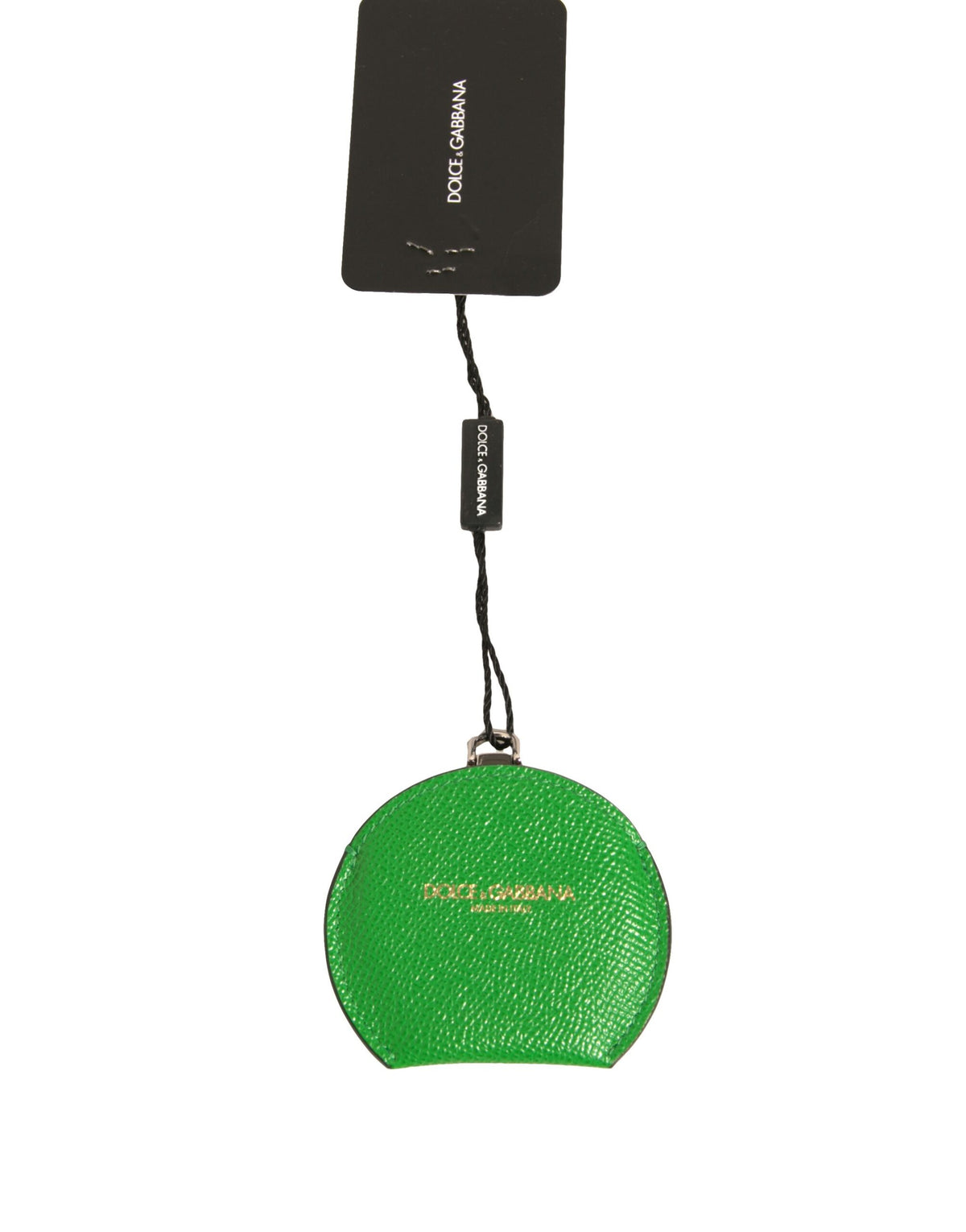 Dolce & Gabbana Porte-Miroir Rond en Cuir de Veau Vert