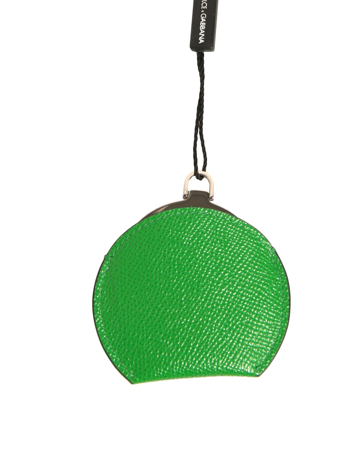 Dolce & Gabbana Porte-Miroir Rond en Cuir de Veau Vert