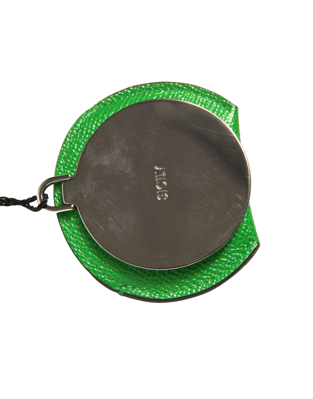 Dolce & Gabbana Porte-Miroir Rond en Cuir de Veau Vert
