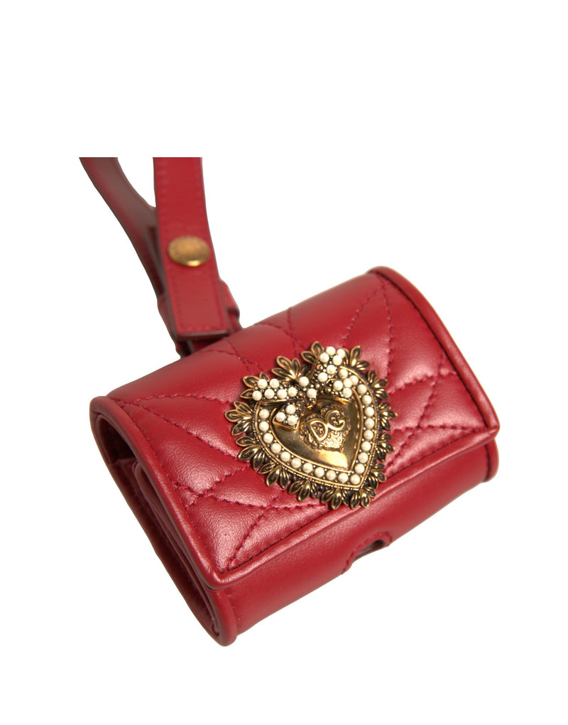 Dolce & Gabbana Red Leather Devotion Heart Strap Airpod Case