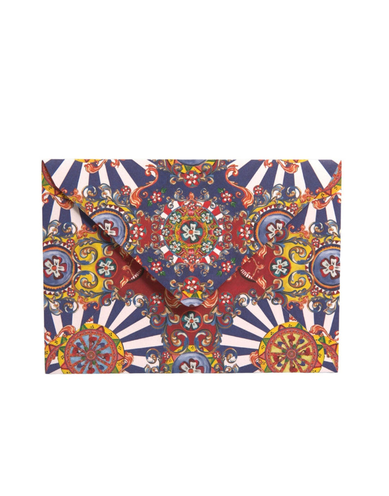 Dolce & Gabbana Multicolor Carretto Siciliano Envelope Post Card Holder