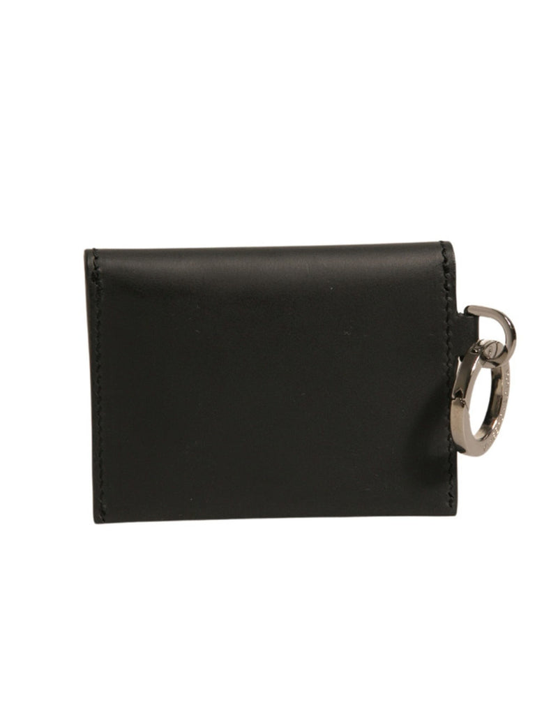 Dolce & Gabbana Black Leather Card Case Keychain Holder