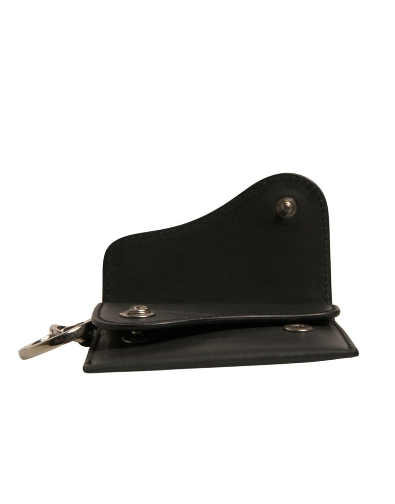 Dolce & Gabbana Black Leather Card Case Keychain Holder