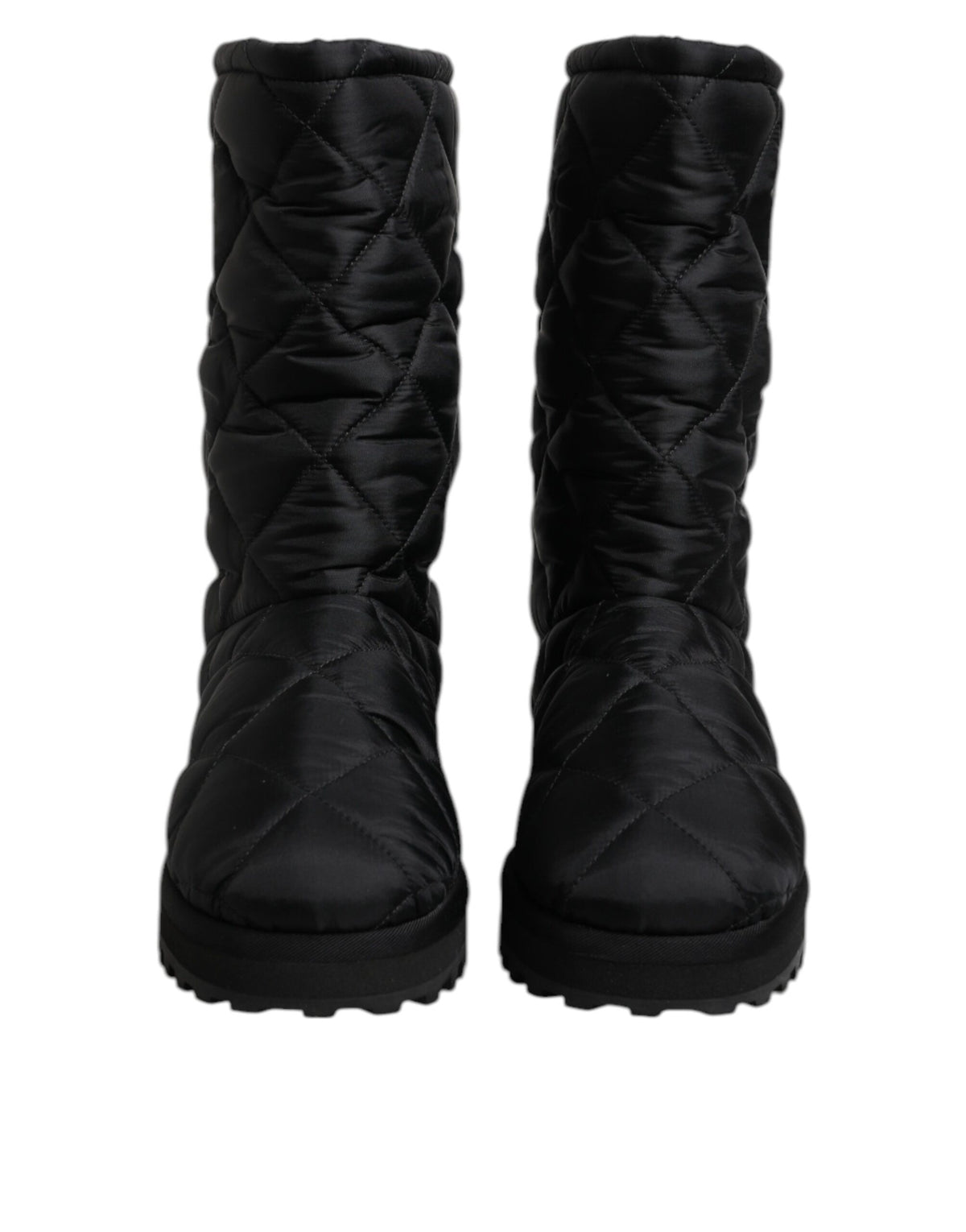 Dolce & Gabbana Black Polyester Padded Mid Calf Boots