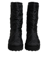 Dolce & Gabbana Black Polyester Padded Mid Calf Boots